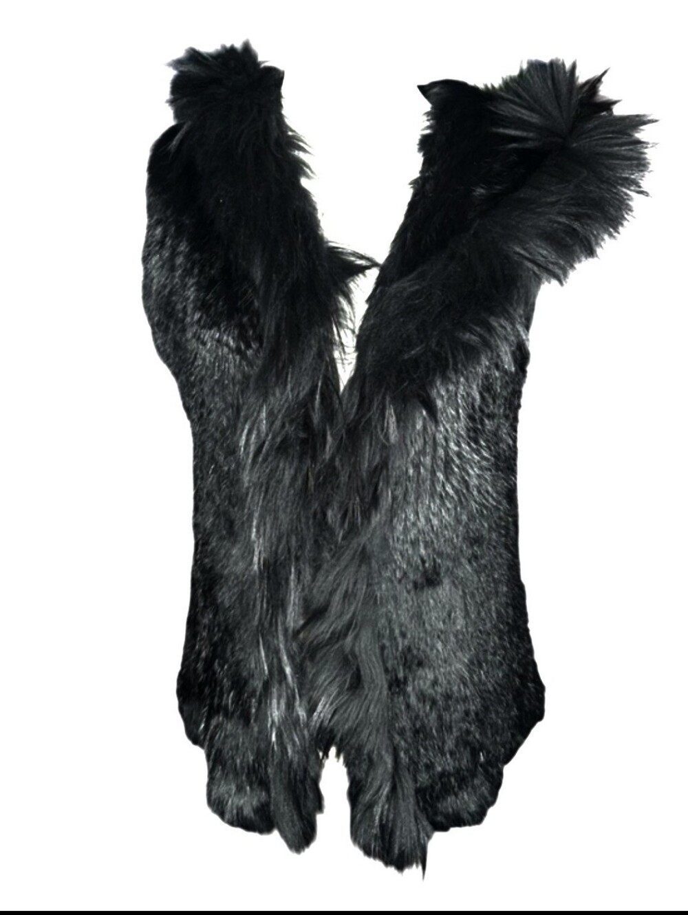 Pookie & Sebastian Black Rabbit And Raccoon Fur Hooded Vest Size Medium